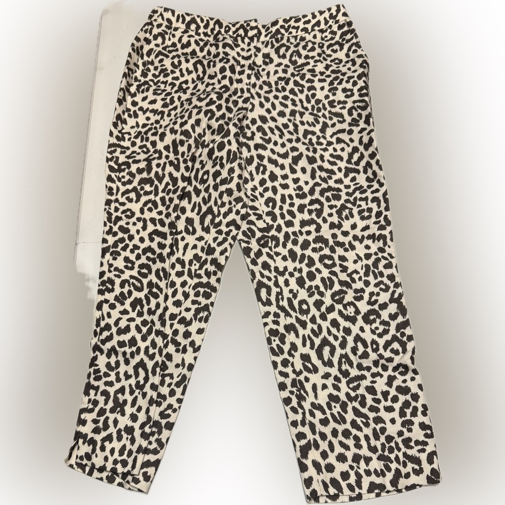 J. Crew Animal Print Linen-Blend Pants | Sz 12